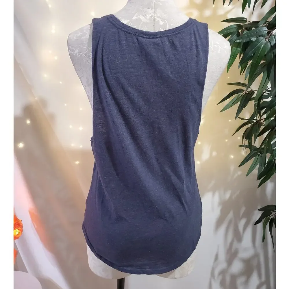 PINK Victoria's Secret Bling Spellout Muscle Tank Top Womens Size S Blue Y2K - Picture 3 of 10